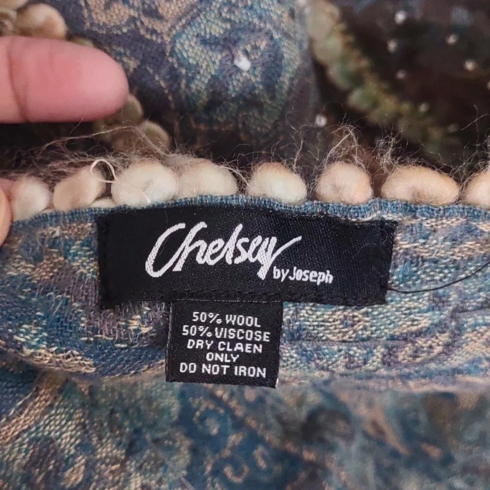 Chelsea by Joseph Beautiful Beaded Crochet Wrap Scarf Shawl Oversized Paisley